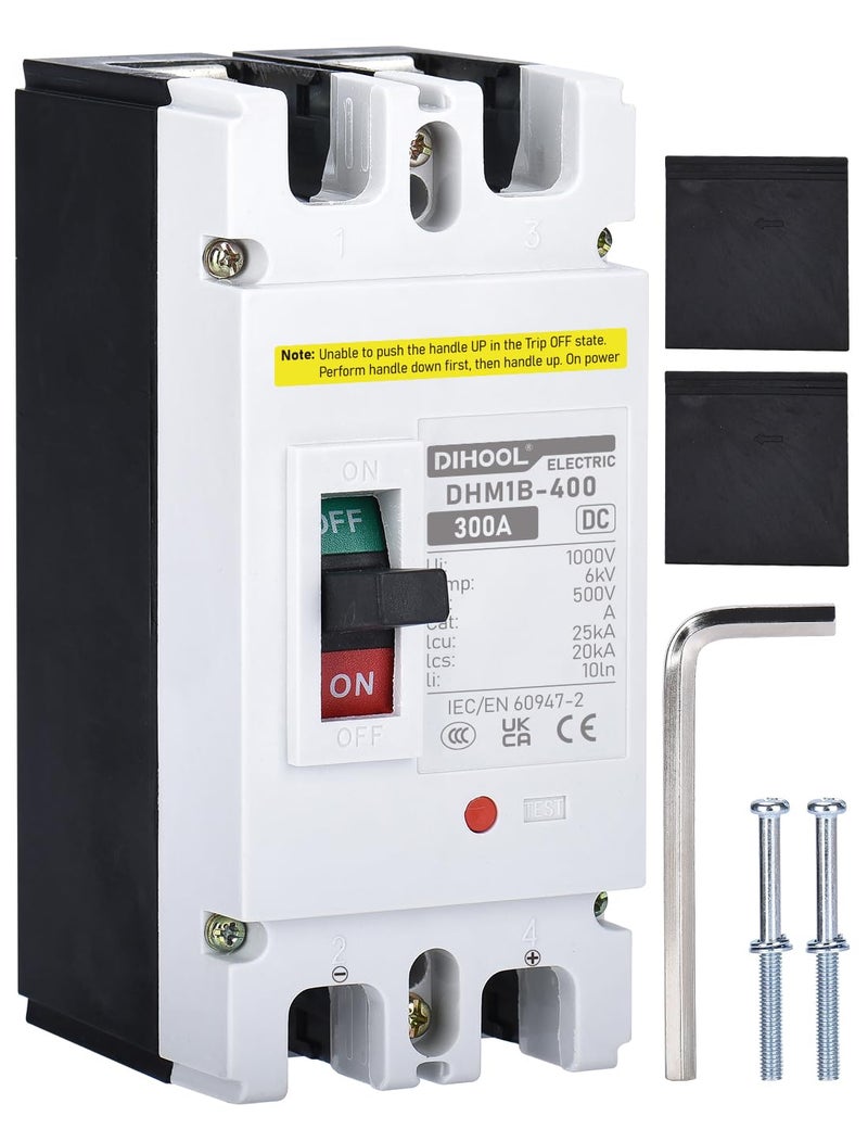 DIHOOL Heavy Duty Battery Disconnect Switch, 300 Amp DC Circuit Breaker for Power Station Solar System - Image 1